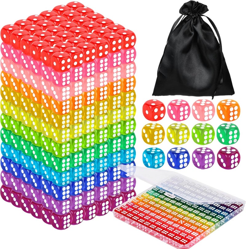 Seifar 120 Pcs Colored Dice Bulk Set 14 MM Polyhedral Dice 6 Sided Standard Dices with Storage Bag for Table Board Games Classroom Math Teaching - Image 1